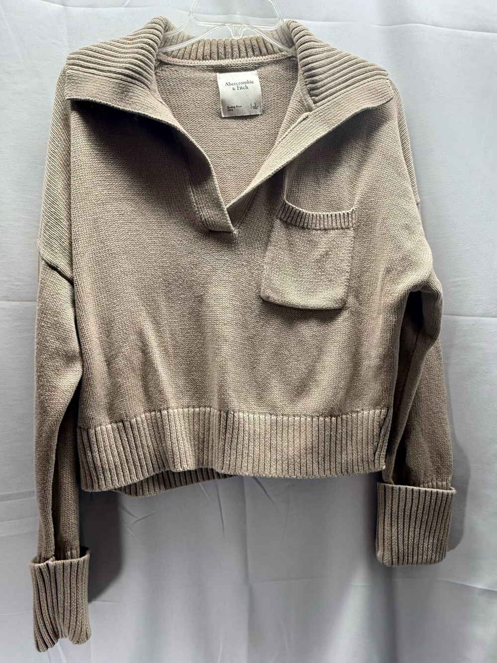 Abercrombie & Fitch Women's Taupe Open-Collar Pullover Sweater Size Small